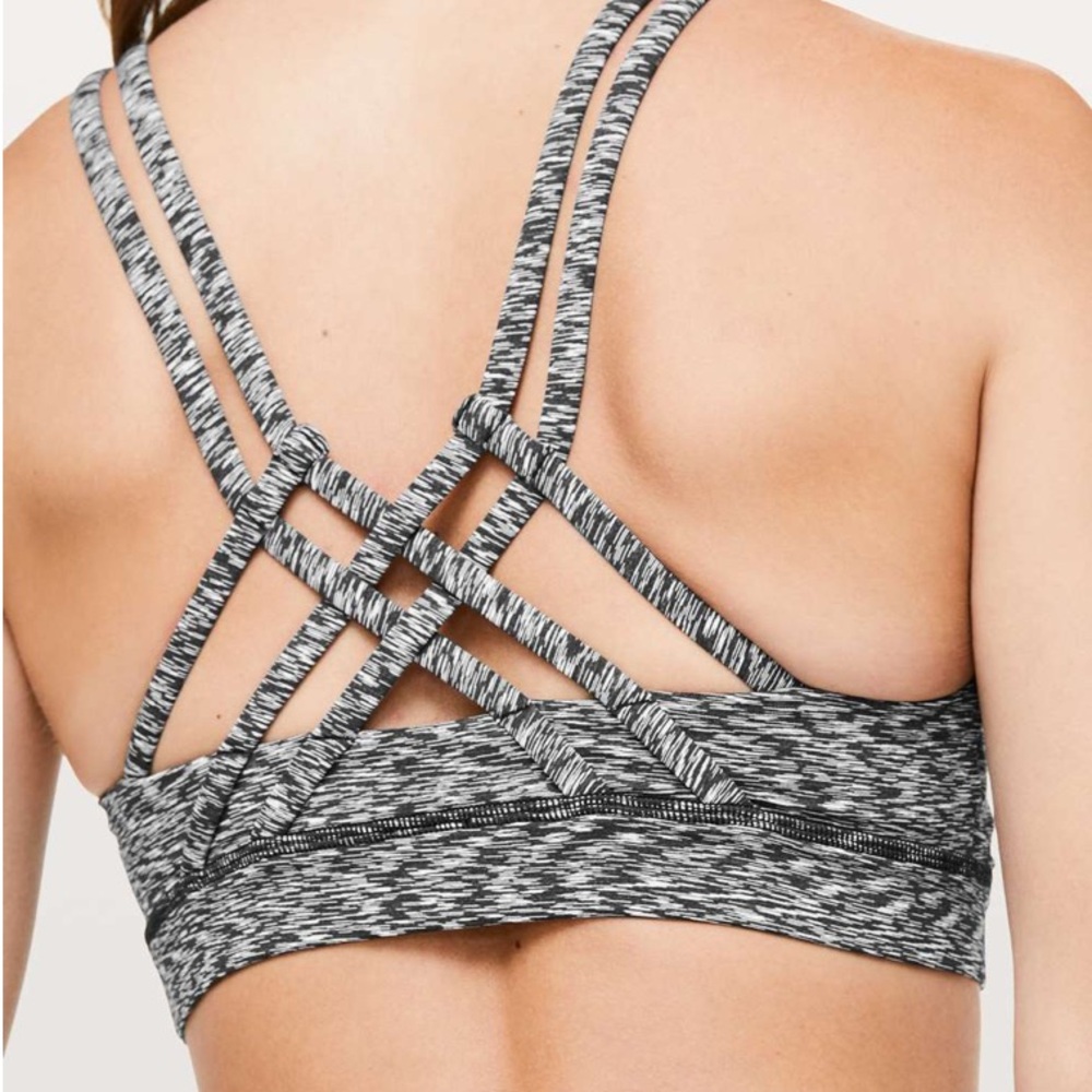 Lululemon Energy Bra Strapped Spaced Out Space Dye Black White 8